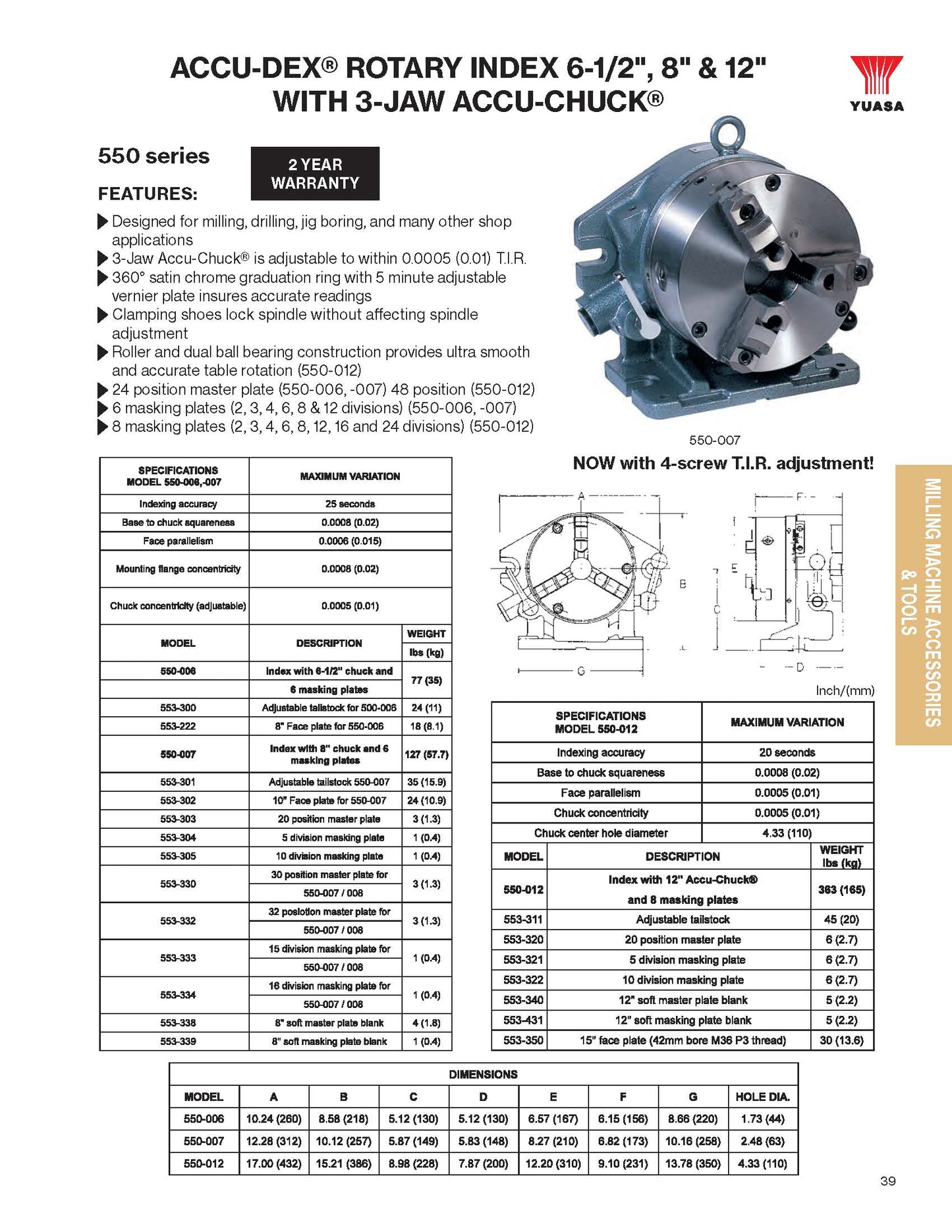 550-006 6 1/2" Accu Dex With Chuck