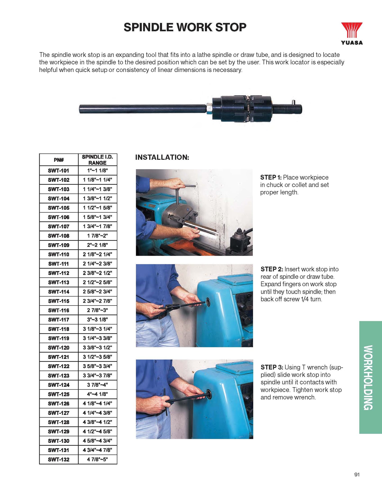 SWT-101  Spindle Work Stop 1" TO 1 1/8" GRIP